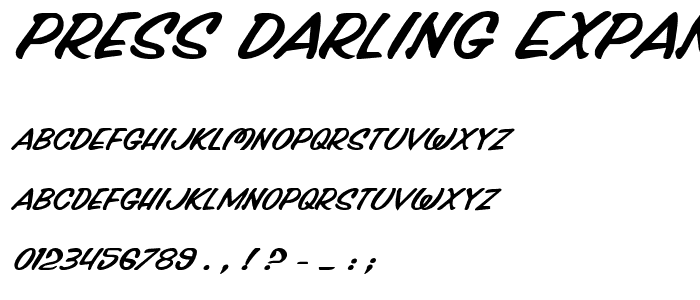 Press Darling Expanded Italic font